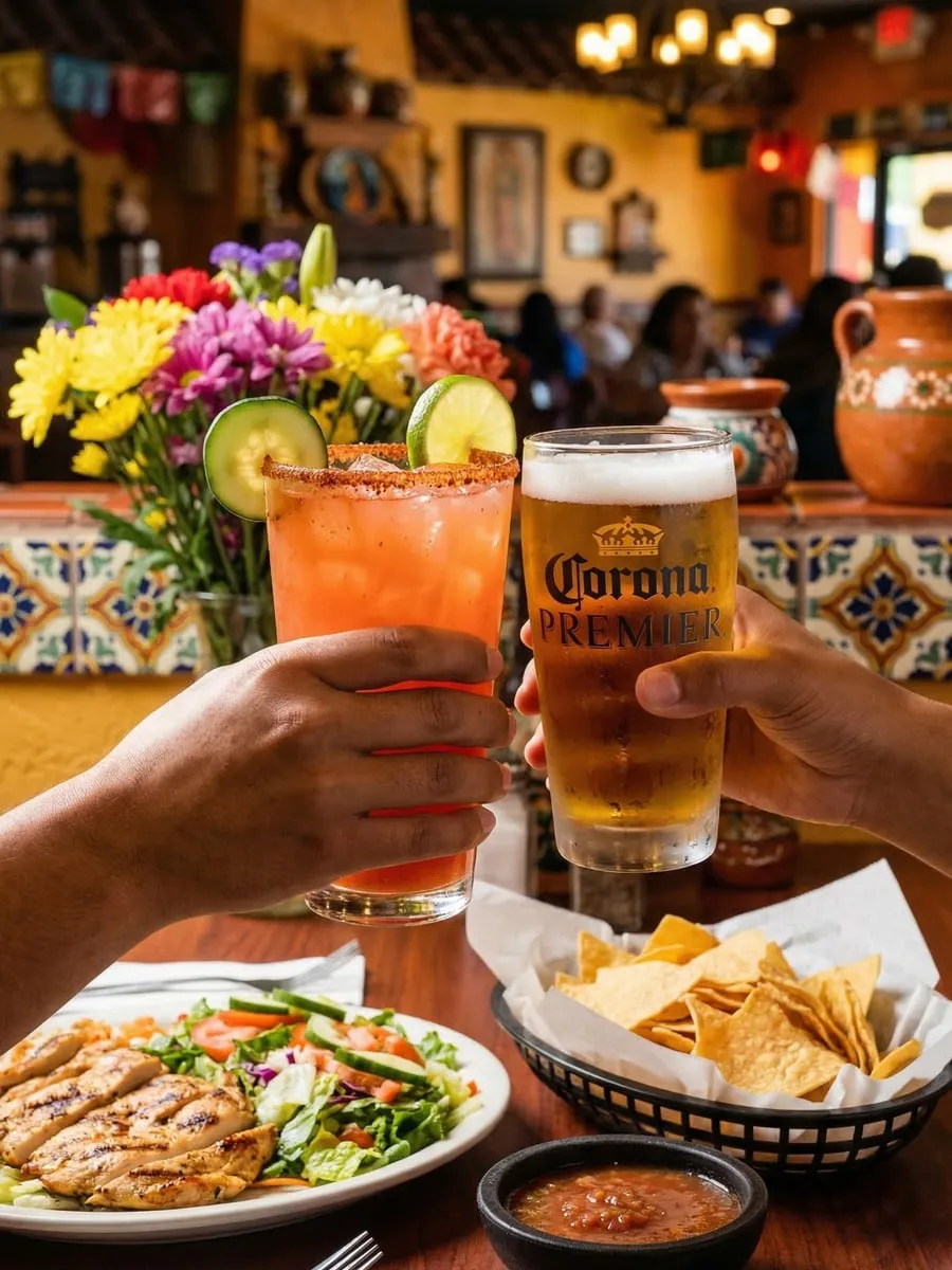 Friends toasting michelada and beer at Ixtapa Mexican Restaurant, Lunenburg MA